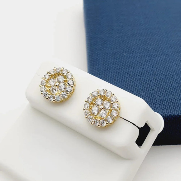 "14K Gold Plated Cubic Zircon Earrings, INUS1BR130 - Picture 1 of 10